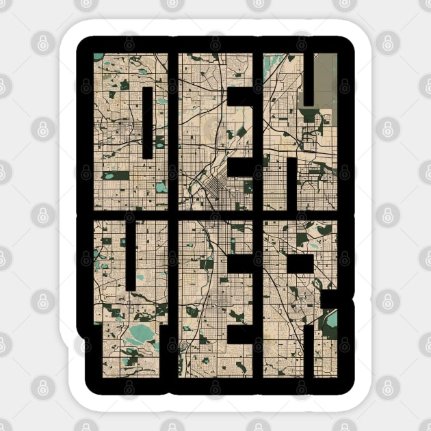 Denver, USA City Map Typography - Vintage Sticker by deMAP Studio